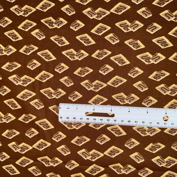 Brown Chocolate Pastry Tarts Cotton Fabric- 1/2 YD - Sweet, Breakfast, Poptart - Picture 4 of 5